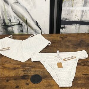 SKIMS White Crochet Bikini Set